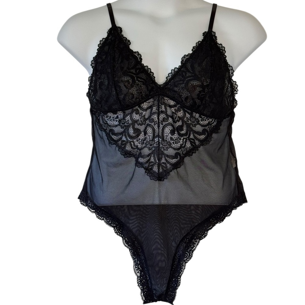 Baby Doll Black Lace Teddy Plus Size 3XL Bodysuit Adjustable Spaghetti Straps